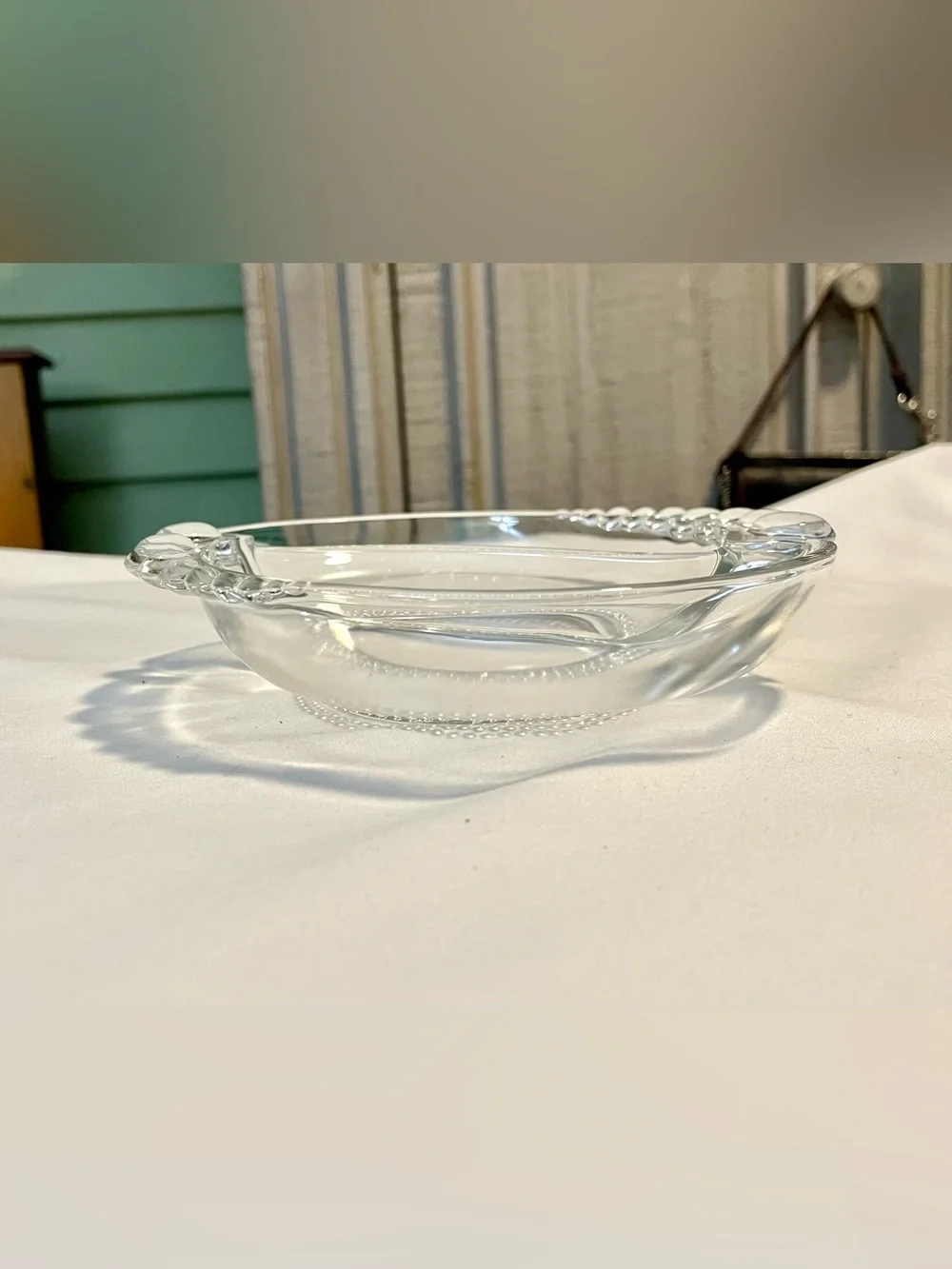 *VINTAGE* Duncan & Miller Glass 2~Sided Serving Dish - Clear Glass - 6” x 2”